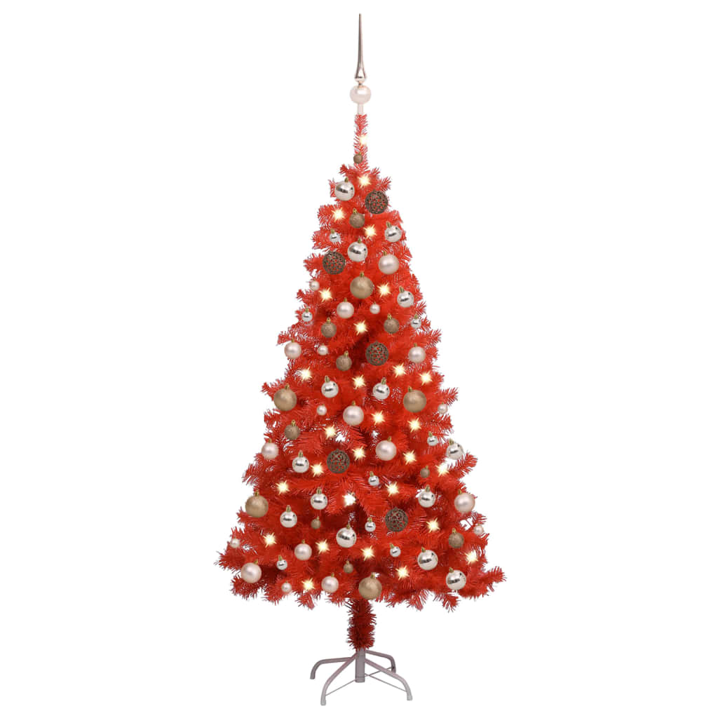 manoga IT | 3077598 Albero di Natale Preilluminato con Palline Rosso 120 cm PVC